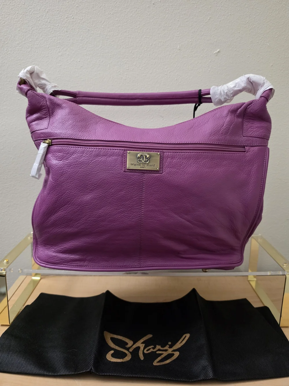 Sharif Purple Leather Hobo Bag